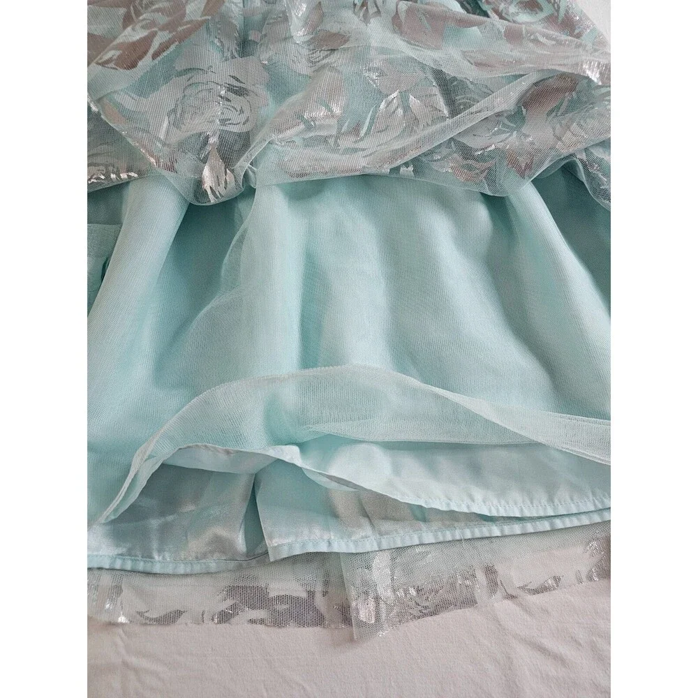 The Children's Place Silver Sparkles Flower Green Dress - Girls Size 14